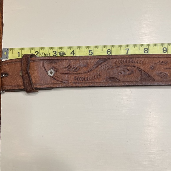 Vintage Leather Belt & Wooden Buckle 40” - Picture 5 of 12